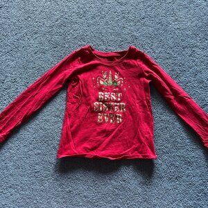 The Children's Place Toddler Girl's Red "Best Sister Ever" Holiday Shirt Size 5T